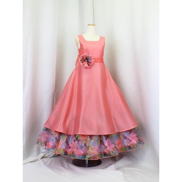 ゆめりすと ロゼリッタ サーモンピンク 130 安心の足首丈：高級子供ドレス