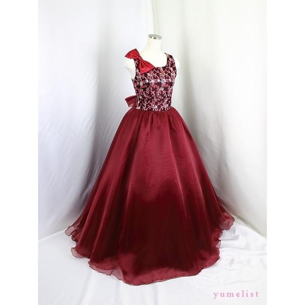 ゆめりすと ソロステージv4 JIN ワイン 155：演奏会発表会用子供ロングドレス