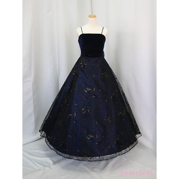 ゆめりすと ベルトーリア ロング丈 ネイビー 165：演奏会発表会用子供  