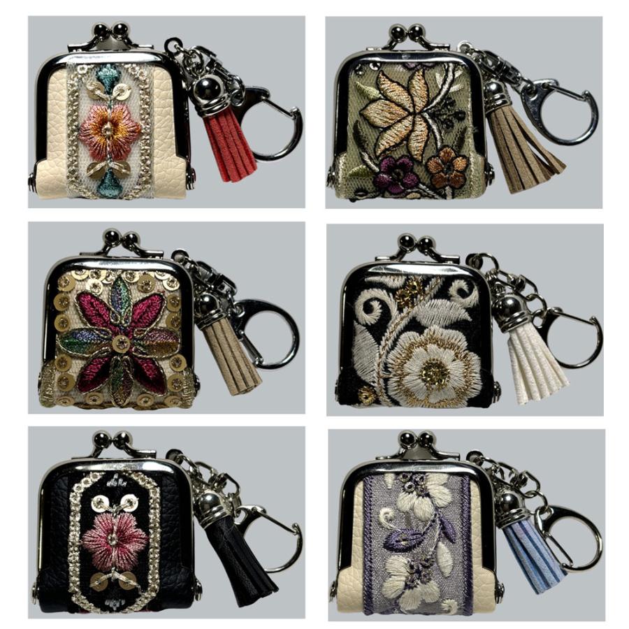 がま口財布 キーホルダー インド刺繍 リボン タッセル付 ミニ がま口財布 キーホルダー インド刺繍 リボン タッセル付 ミニ
