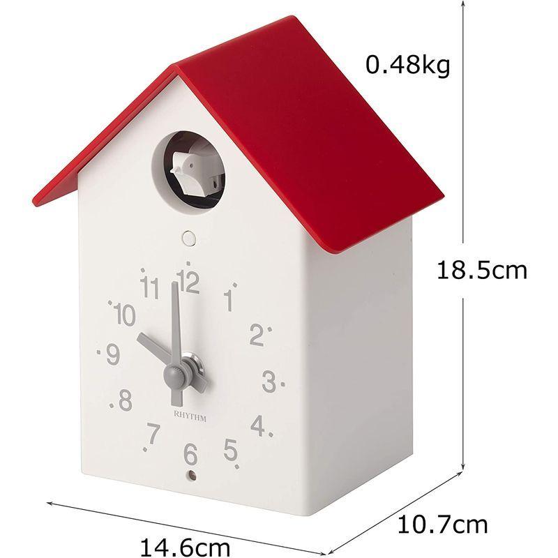リズム(RHYTHM) 置き時計 掛け時計 兼用 ふいごカッコー R797 赤 RHYTHM PLUS 4RH797SR01 18.5x14 RHYTHM 5x14 置き時計 掛け時計 兼用 ふいごカッコー R797 赤 PLUS 4RH797SR01 サイズ