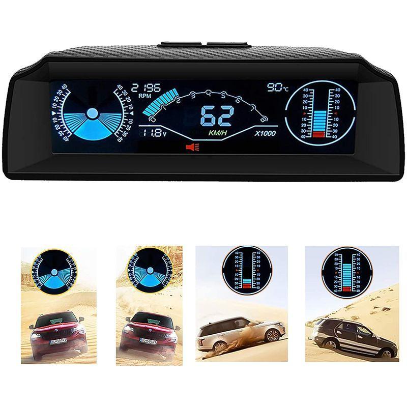 HUDヘッドアップディスプレイ OBD2モード搭載 車載スピードメーター 警報機能 水温とバッテリー電圧を監視 車の仰角、ロール角を表示 OBD2モード搭載 車載スピードメーター 警報機能 水温とバッテリー電圧を監視 車の仰角 ロール角を表示