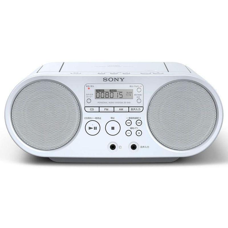 ソニー CDラジオ ZS-S40 : FM/AM/ワイドFM対応 ホワイト ZS-S40 W ZS S40 受信バンド CDラジオ FM/AM/ワイドFM対応 ホワイト ステレオ
