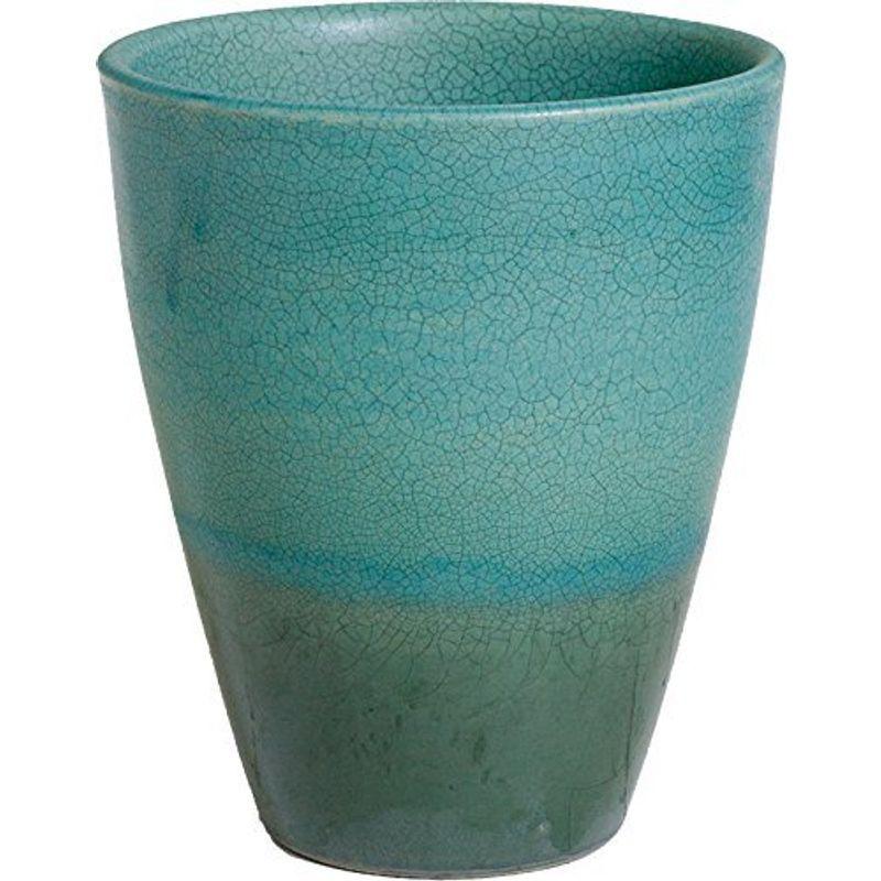 プラスガーデン 植木鉢 トレーネロング Φ250ｍｍ 底穴あり ターコイズ 信楽焼 535-23