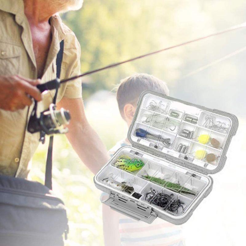 ポータブル釣り道具箱 防水釣り道具アクセサリーオーガナイザー餌ルアーフック収納ケースオーガナイザーコンテナ(グレー ... - Yumecocoro 20220420202456 00404 6