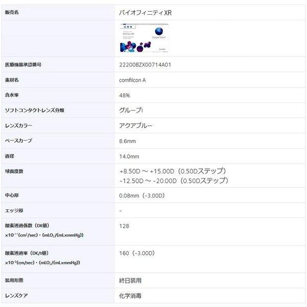 バイオフィニティXR 6枚入り 8箱 送料無料 2week 2週間使い捨て Biofinity XR クーパービジョン 処方箋提出 酸素たっぷり 高度数 強度近視_1