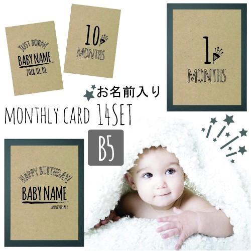 458円 新素材新作 マンスリーカード モノトーン 月齢カード アートポスター 14枚セット 記念日 出産記念 アルバム クラフト紙 ギフト 出産祝い