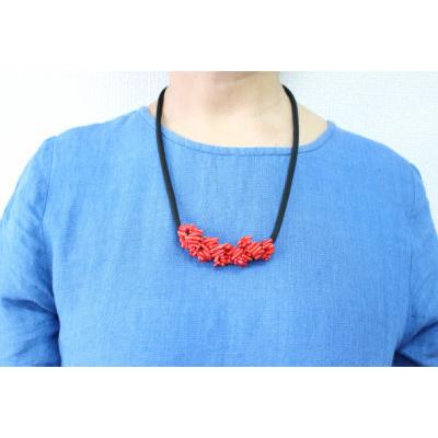 細枝珊瑚ネックレス 70cm 黒紐｜珊瑚 さんご 細枝 ネックレス 和雑貨  