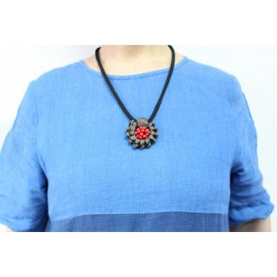 大島編珊瑚ネックレス ８４cm 黒紐 和雑貨 珊瑚 アクセサリー 手作り ハンドメイド 古布紐 大島 黒 パーツ リメイク 手芸 Ns 141 古楽 小物 通販 Yahoo ショッピング