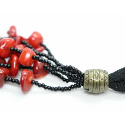 珊瑚しだれネックレス｜75cm 黒紐 |和雑貨 珊瑚 さんご サンゴ