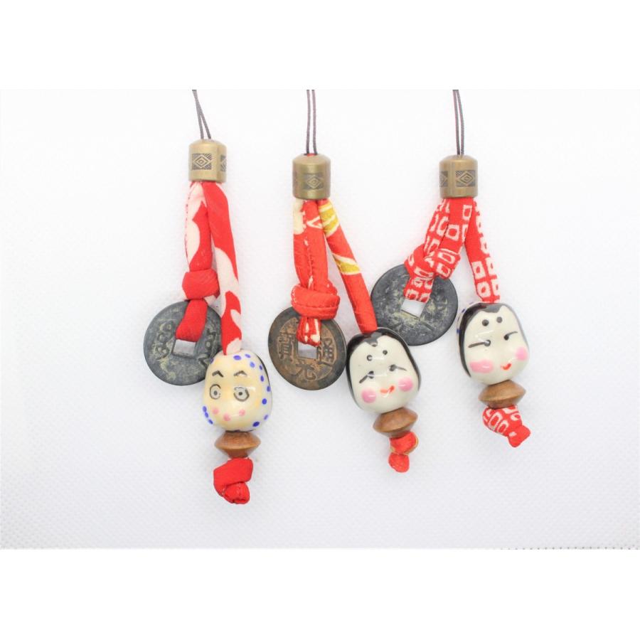 チャーム（charm） ストラップ 根付け 両面顔古銭ストラップ 和雑貨