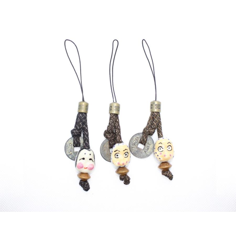 チャーム（charm） ストラップ 根付け 両面顔古銭ストラップ 和雑貨