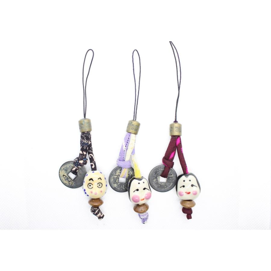 チャーム（ペット） ストラップ チャーム 根付け 両面顔古銭ストラップ
