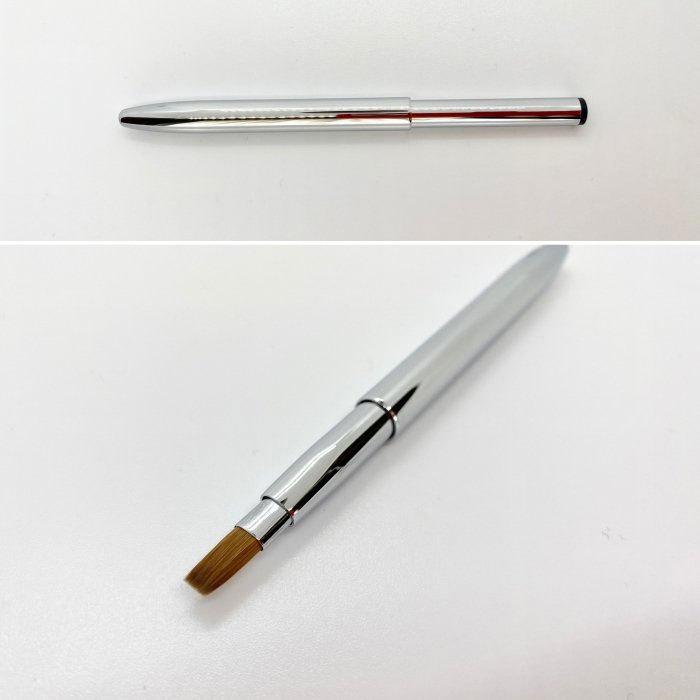 母の日ギフトにも喜ばれます。熊野筆 化粧筆 メイクブラシ スライド式リップブラシ (シルバー) L-02｜yumegazai