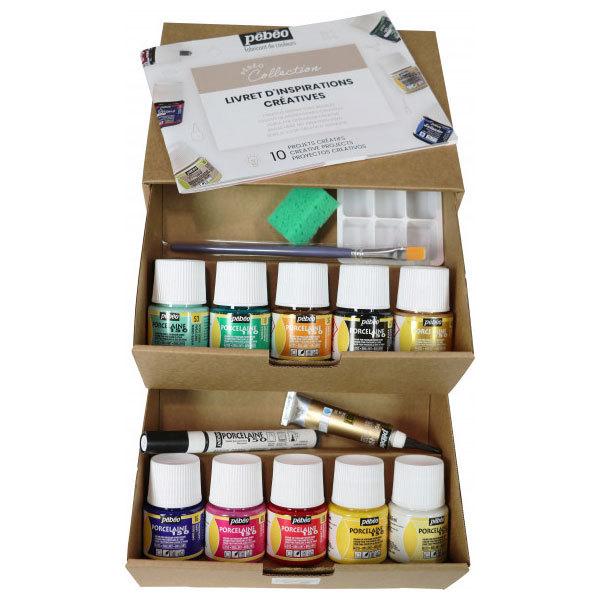 pebeo ポーセレン150 陶磁器用 水性アクリル絵具 No. アトリエコレクション 45ml×10色＋アクセサリーの画像
