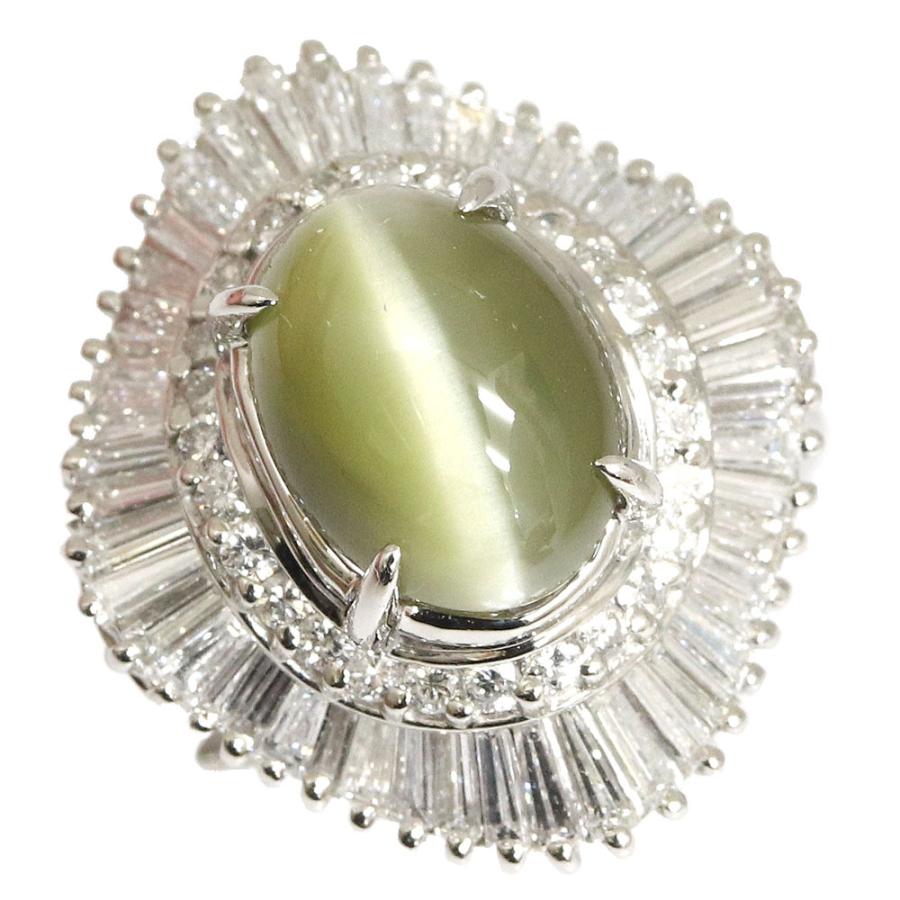 Si キャッツアイ ダイヤモンド リング 7.96ct D1.41ct Pt900 12.5号  