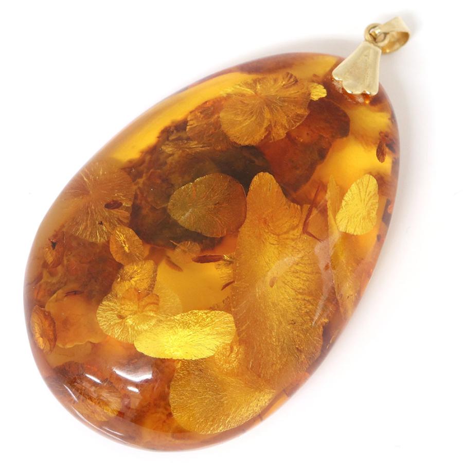YG 琥珀 ペンダントトップ K18YG イエローゴールド 中古 ヘッド  