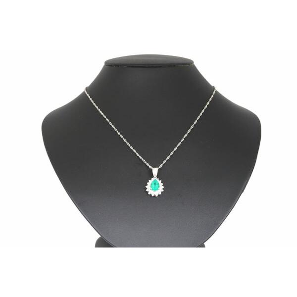 pt900 pt850 天然エメラルド0.13ctネックレス