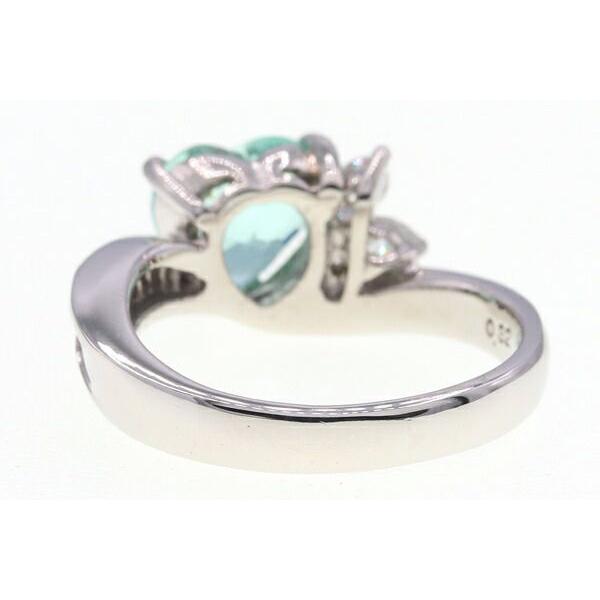 週末特価　PT900 ９mm玉　真珠、パライバトルマリン　ダイヤモンドリング Pt900 パライバトルマリン ダイヤモンド リング 0.09ct D0.06ct