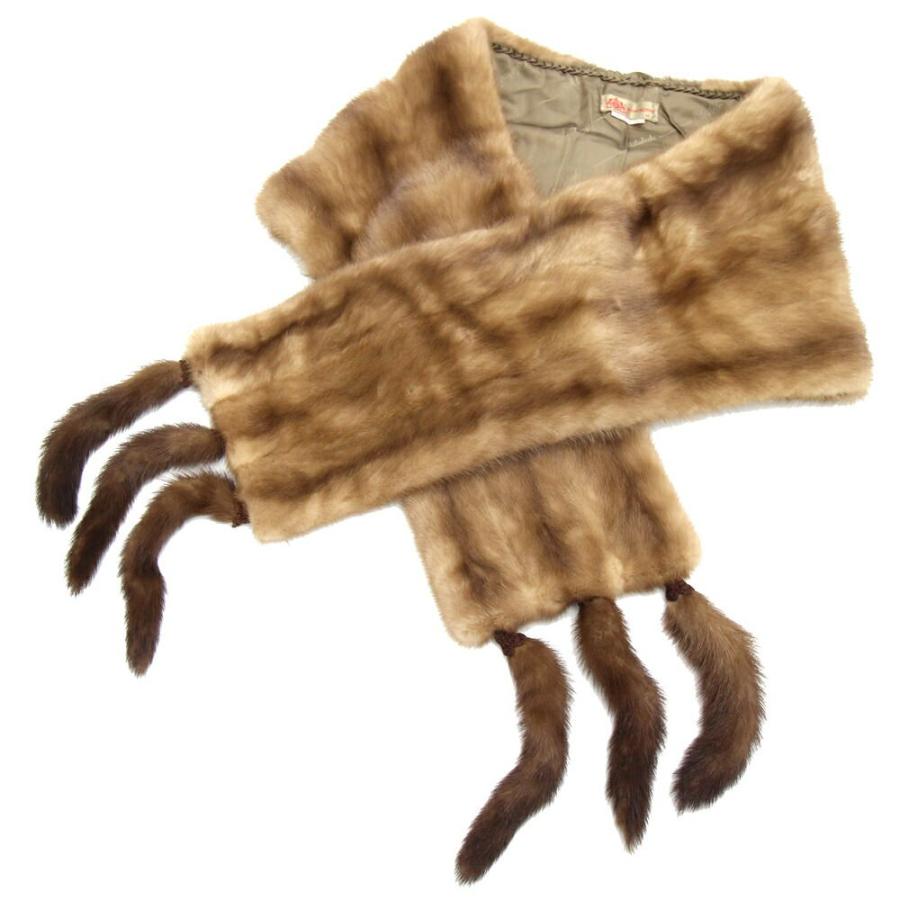 三越 ティペット ブラウン ミンク 中古 レディース 肩掛け ストール  