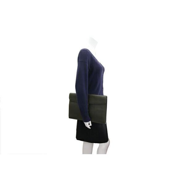 アルフレッド ベレッタ クラッチバッグ ダークグリーン レザー 中古 