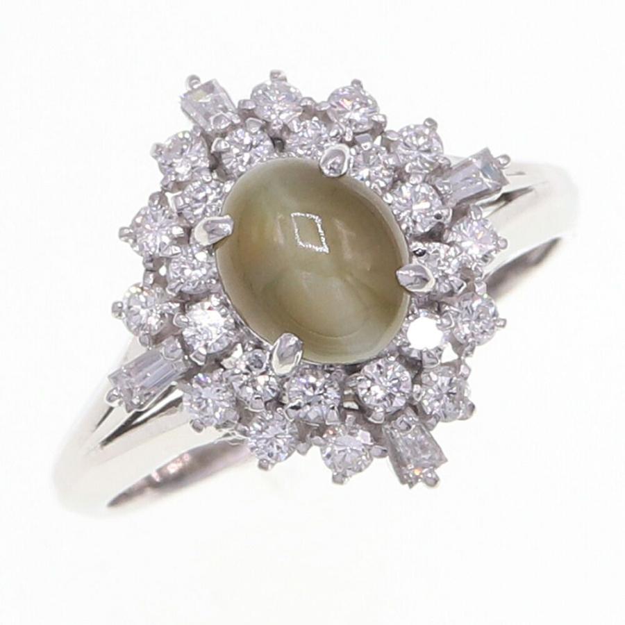 キャッツアイ ダイヤモンド リング CE1.4ct D0.57ct Pt900 12号 中古