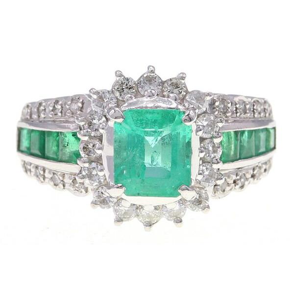 エメラルド ダイヤモンド リング E1.09ct E0.65ct D0.53ct Pt900 12.5 