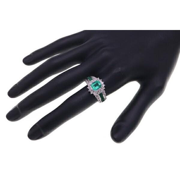 エメラルド ダイヤモンド リング E1.09ct E0.65ct D0.53ct Pt900 12.5