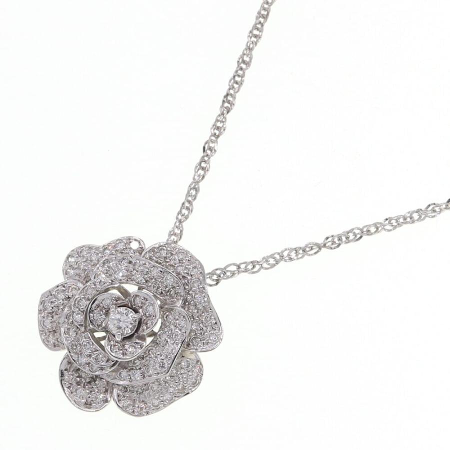 ダイヤモンド ネックレス フラワーモチーフ D0.83ct K18 WG 中古 