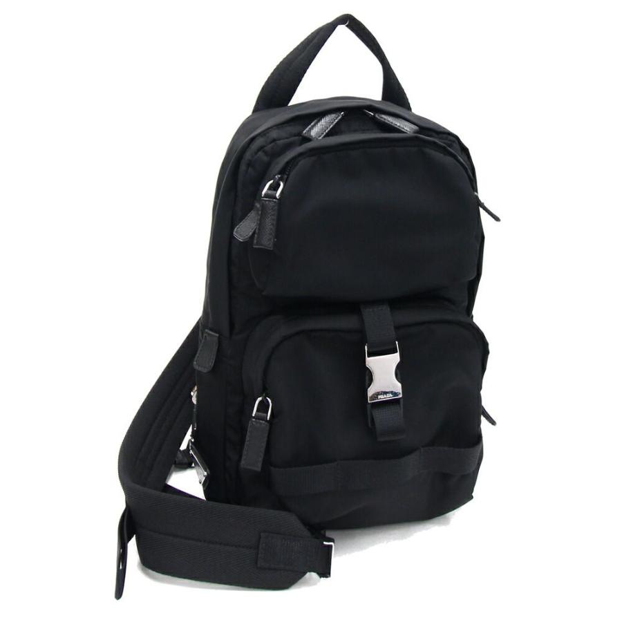 PRADA（プラダ） ボディバッグ 2VZ013 ブラック ナイロン レザー 中古
