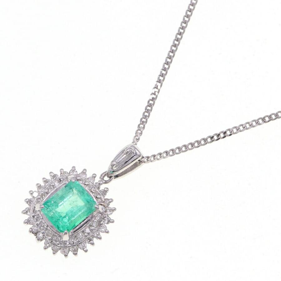 エメラルド ダイヤモンド ネックレス E0.62ct D0.29ct Pt850 Pt900 