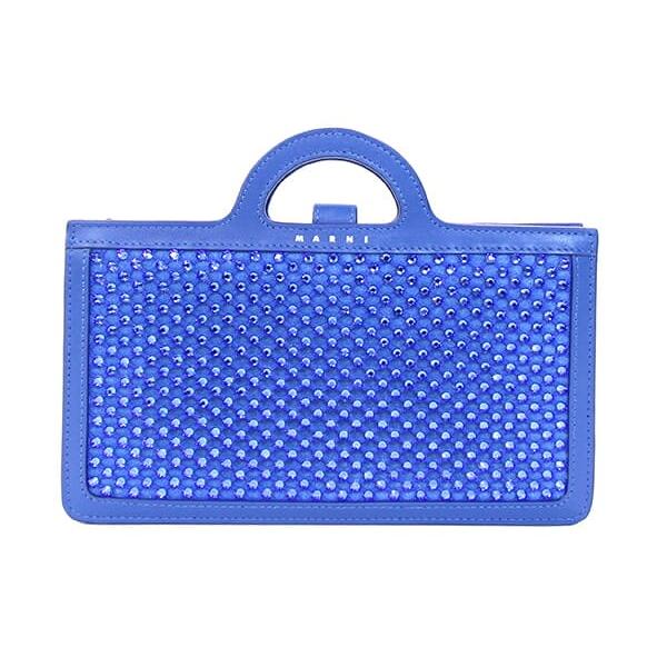 MARNI（マルニ） ショルダーバッグ ビジュートリム ブルー レザー