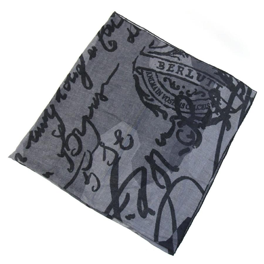 Berluti（ベルルッティ） スカーフ グレー ブラック カシミア シルク