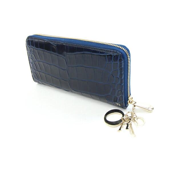 ディオール ラウンドファスナー長財布 ネイビー 中古 鰐 Christian Dior（クリスチャン・ディオール） ディオール ラウンド
