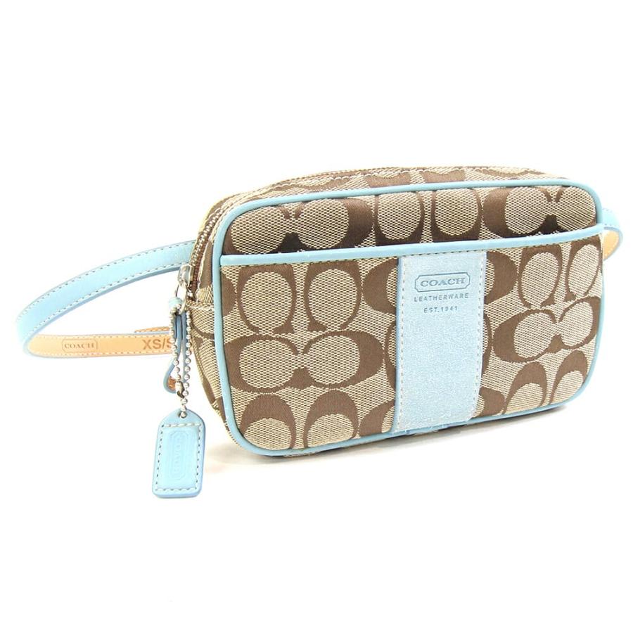 COACH（コーチ） ウエストバッグ シグネチャー カーキ ライトブルー