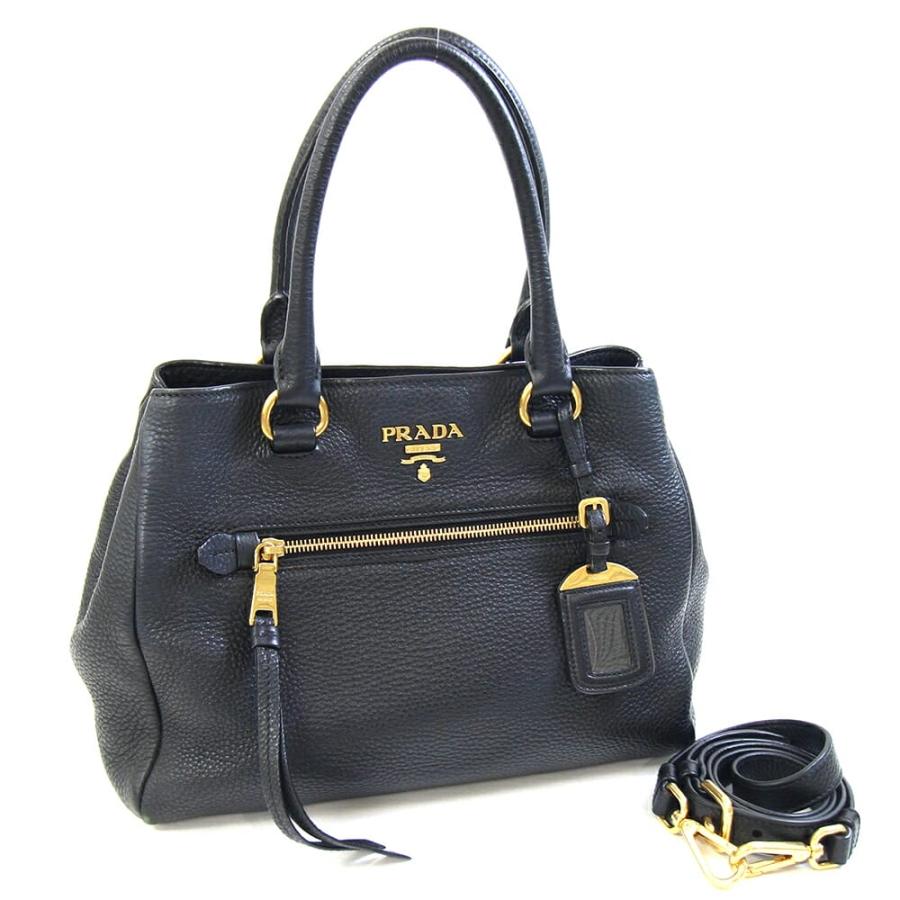 プラダ ハンドバッグ レザー1BG044 PRADA 2wayショルダーバッグ プラダ 2WAYハンドバッグ 1BG044 ブラック レザー 中古 ショルダー