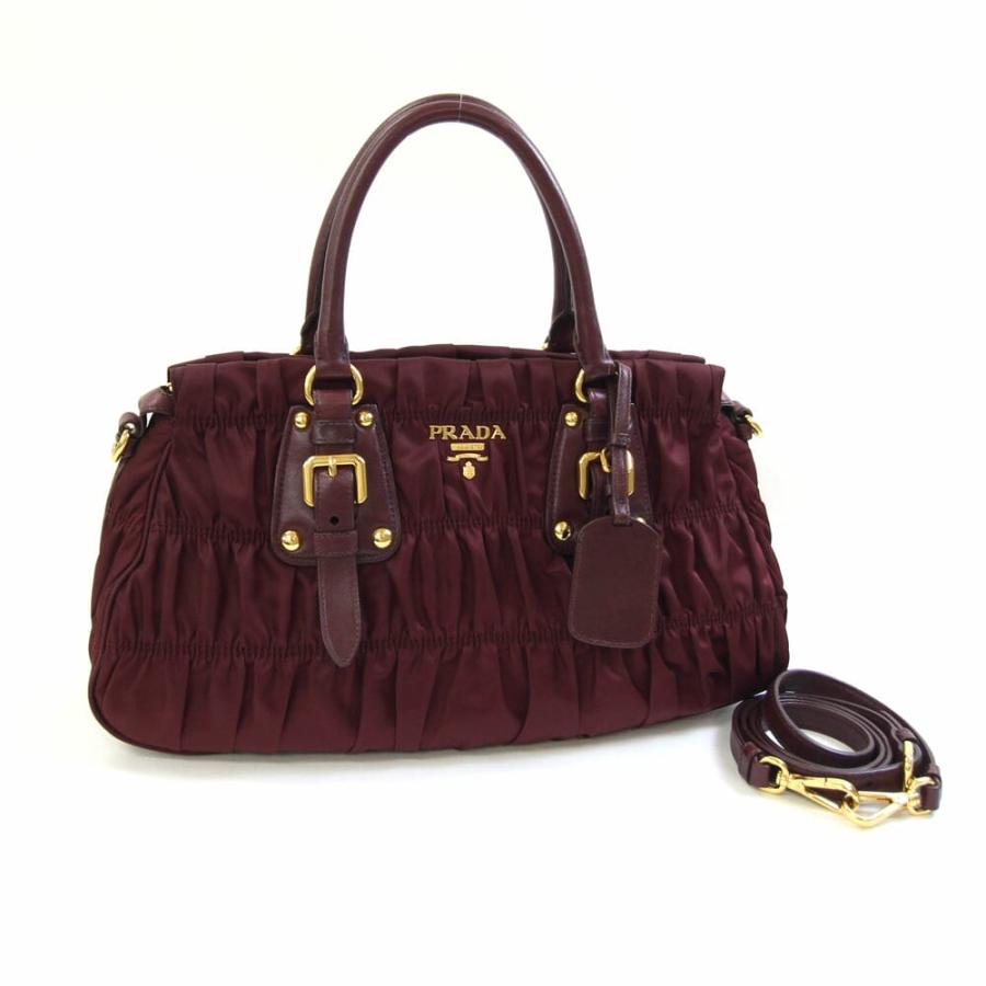 PRADA（プラダ） 2WAYハンドバッグ BN1407 ボルドー ナイロン レザー 