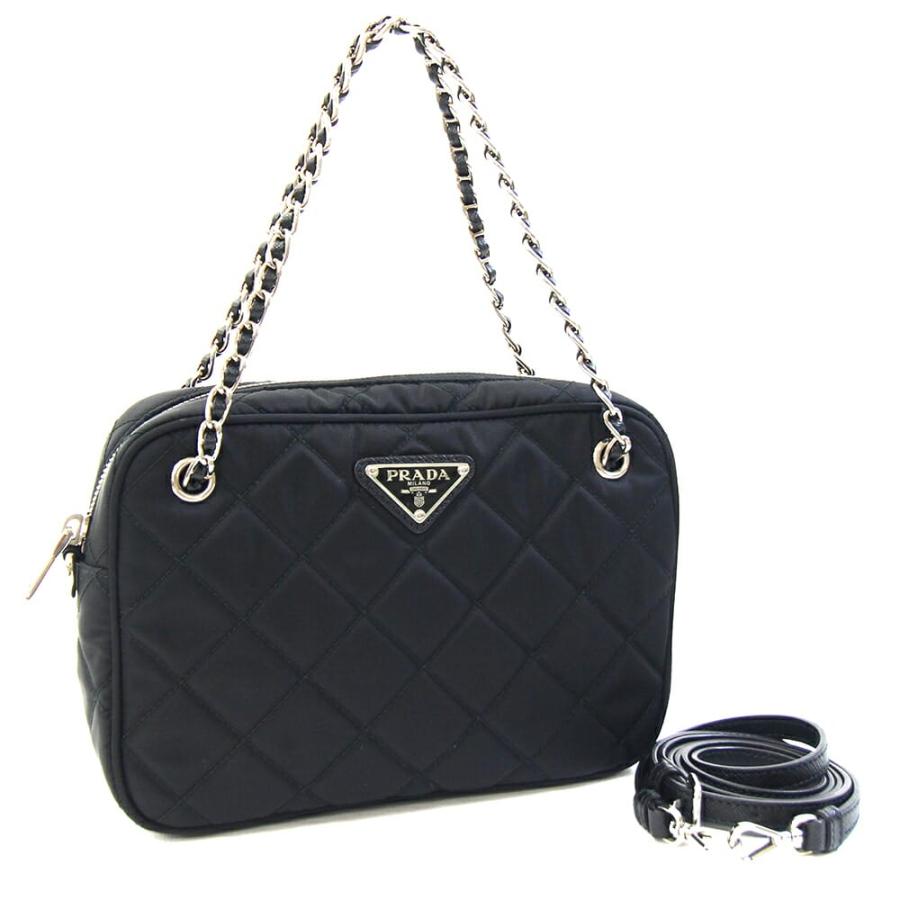 PRADA ブラック ハンドバッグ 中型 PRADA（プラダ） 2WAYハンドバッグ 1BH910 ブラック ナイロン レザー