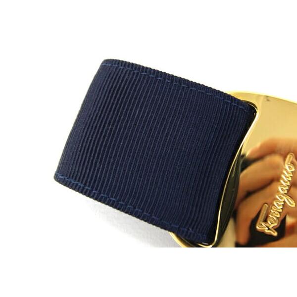 FERRAGAMO（フェラガモ） ベルト ヴァラ 8046 ネイビー ゴールド金具