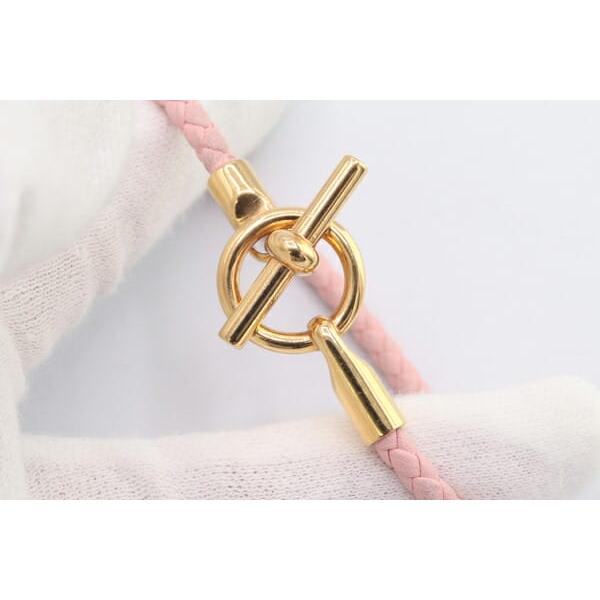 HERMES エルメス グレナン ブレスレット ピンク×ゴールド HERMES（エルメス） ブレスレット グレナン ピンク ゴールド金具