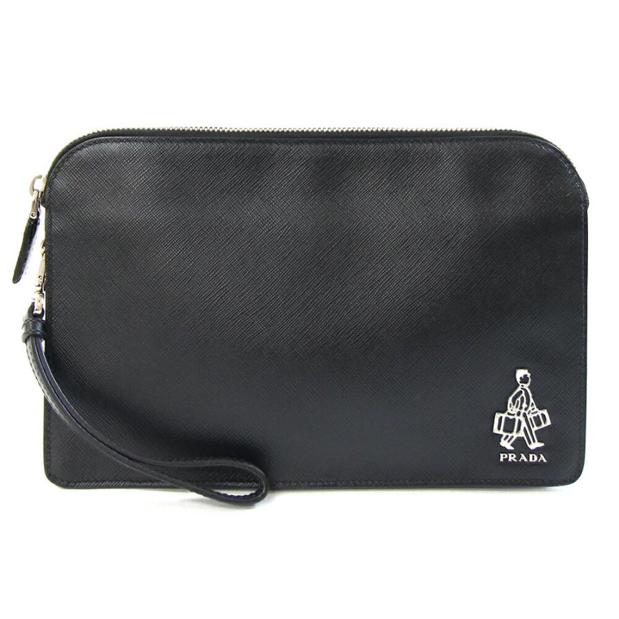PRADA（プラダ） クラッチバッグ VR0056 ブラック レザー 中古