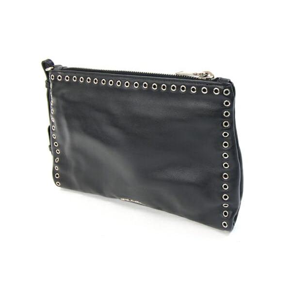 PRADA（プラダ） クラッチバッグ 1N1825 ブラック レッド レザー 中古 