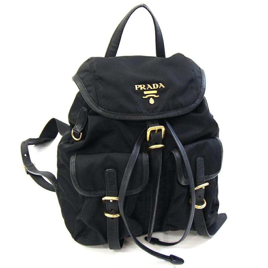 PRADA（プラダ） バックパック 1BZ677 ブラック ナイロン レザー 中古