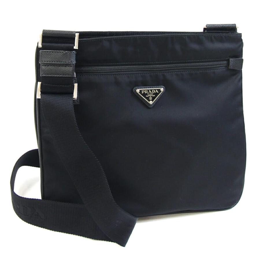 プラダ ショルダーバッグ VA0563 ブラック ナイロン レザー 中古 斜め