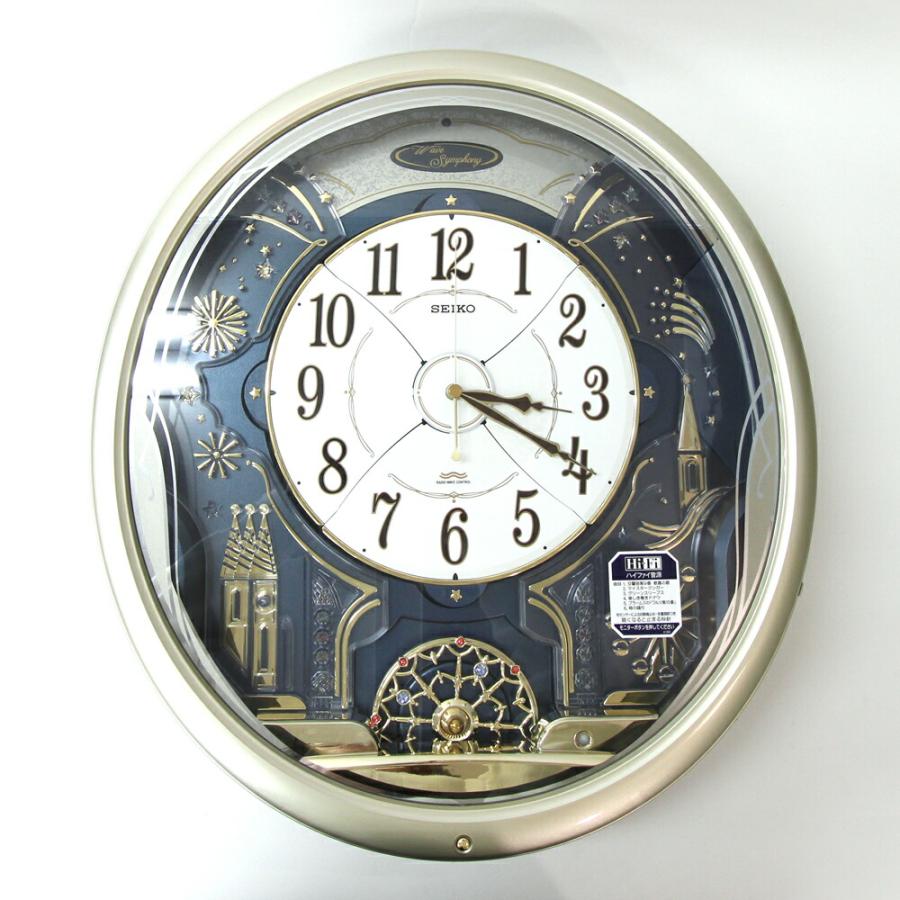 SEIKO（セイコー） 掛け時計 ウェーブシンフォニー RE561H シャンパンゴールド 中古 電波時計 からくり時計 メロディ6曲 : 夢 ...
