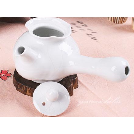 マッコリ器兼茶器白磁蓮セット5客8ピース （5客急須マッコリ器