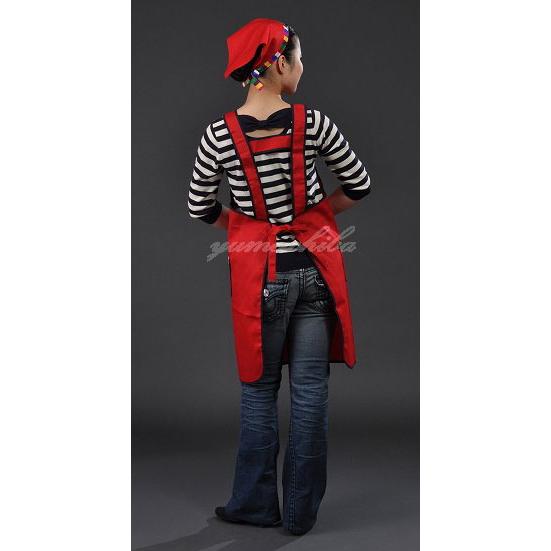 韓国エプロン 店舗用ユニフォーム セットン 赤 : チマチョゴリと韓国