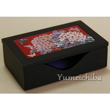 韓国螺鈿 小物入れ兼名刺入れ　紫陽花