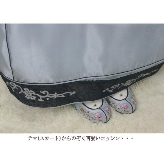 チマチョゴリ韓服の靴 タンポポ刺繍コッシン 8白 : チマチョゴリと