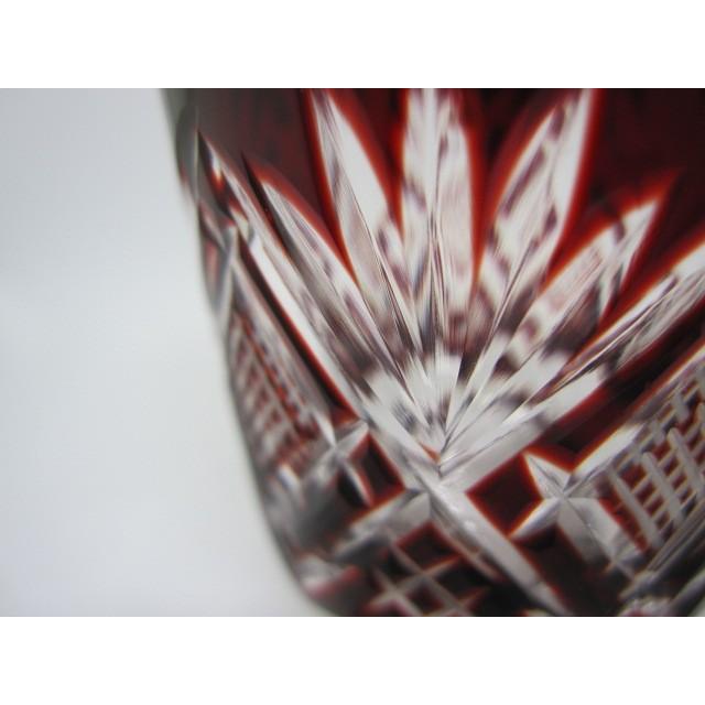 田島硝子（TAJIMA GLASS） 江戸切子グラス ぐい呑み 赤 魚子 化粧箱